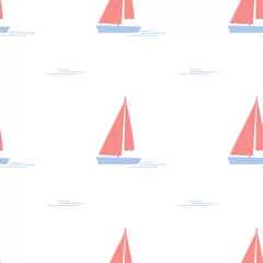Tapeten Cartoon-Schiff, Yacht. Farbige nahtlose Muster © Irina 27