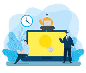 men in education online with icons vector illustration design