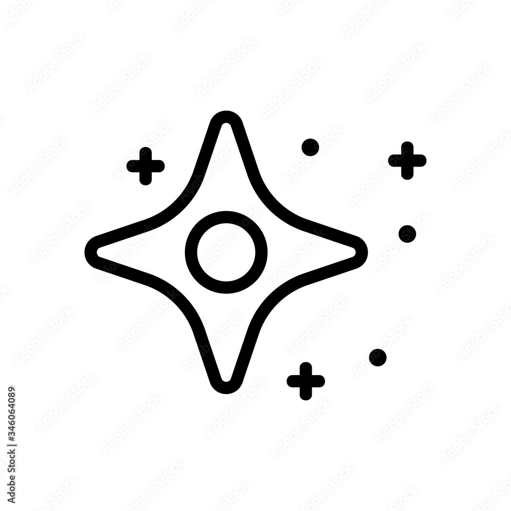 Poster twinkling four pointed star with circle inside icon vector. twinkling four pointed star with circle 