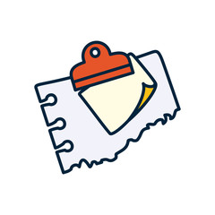 clipboard with note and torn paper, line and fill style