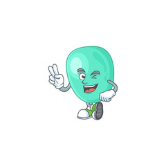 Cheerful staphylococcus aureus mascot design with two fingers