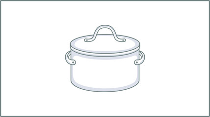 Vector Linear Pan icon. Kitchen Utensils Illustration. Saucepan, Drawing.	