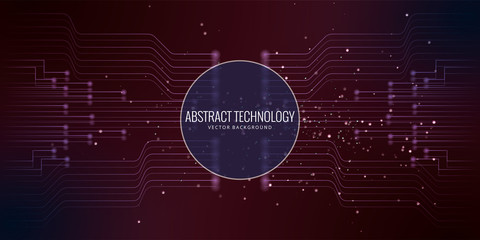 Obraz premium Abstract futuristic circuit board, high computer technology dark brown background