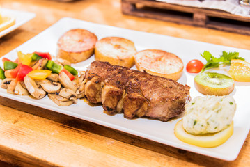 Lunch with rice and meat dishes