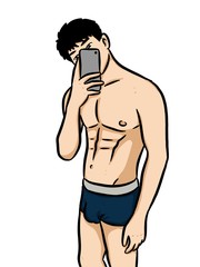 Fototapeta premium Cartoon cute man on white background