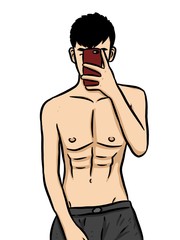 Fototapeta premium Cartoon cute man on white background