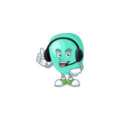 Staphylococcus aureus cartoon character style speaking on headphone