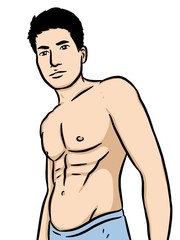 Fototapeta premium Cartoon man on white background