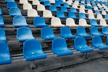 stadium summer autumn chairs of different colors white and blue