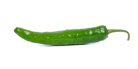 green chilli pepper on white background