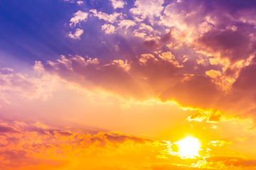 beautiful light in sundown sky