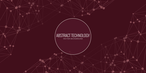 Vector banner design, network connection with lines and dots