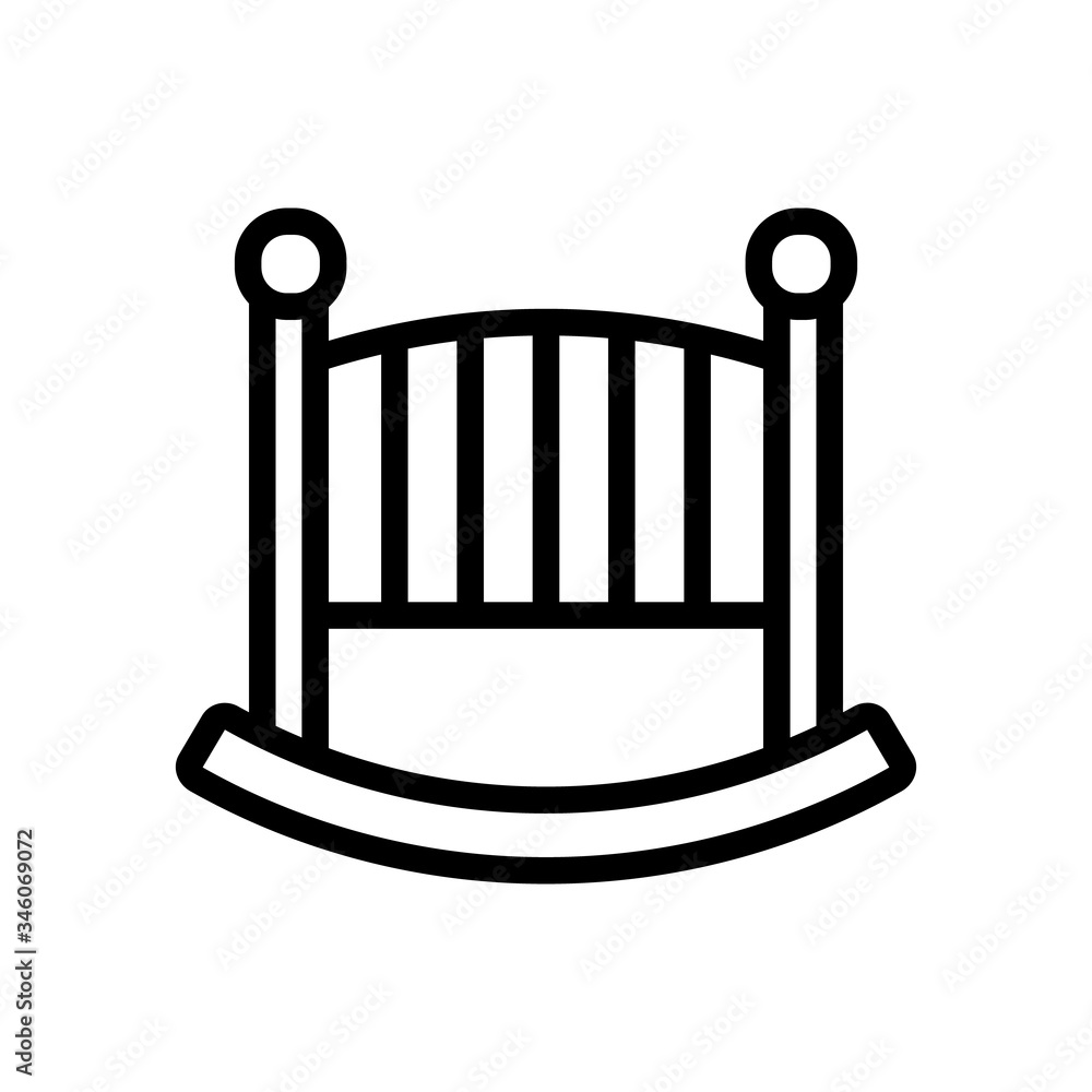 Poster rocking crib side view icon vector. rocking crib side view sign. isolated contour symbol illustratio