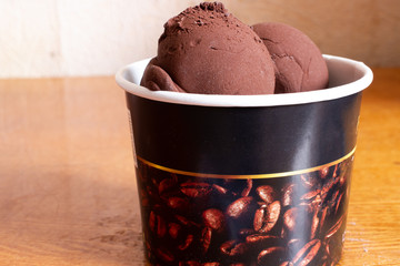 Ice cream balls in paper cup