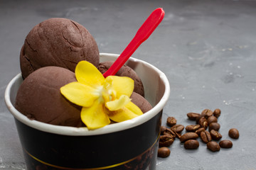 Ice cream balls in paper cup