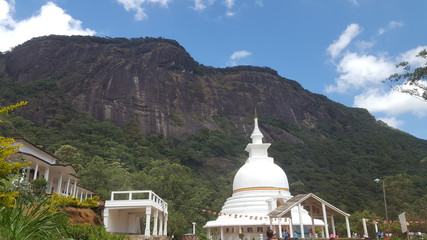 Temple with mountain