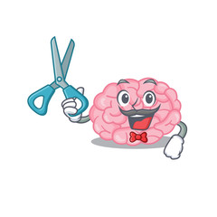 Sporty human brain cartoon character design with barber