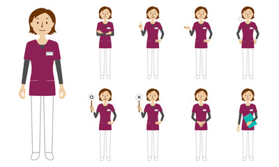 Obraz na płótnie Canvas Healthcare worker (radiologist) character set in 9 poses isolated vector illustartion