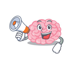 Cartoon character of human brain having a megaphone