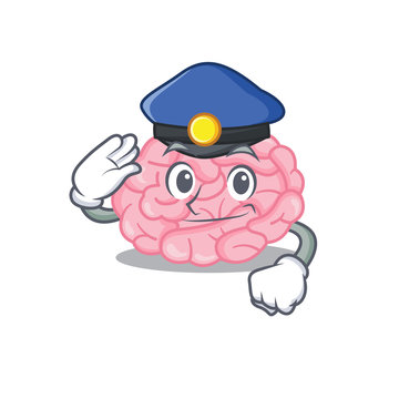 Police officer mascot design of human brain wearing a hat