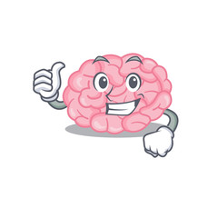 Fototapeta premium Human brain cartoon character design making OK gesture