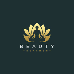 lotus flower yoga spa logo - obrazy, fototapety, plakaty