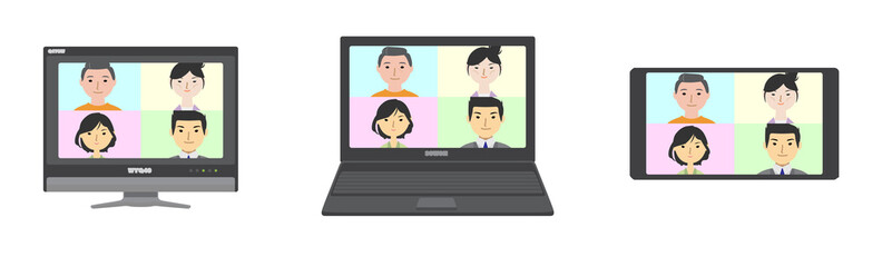 オンラインで会議するビジネスマンたち
