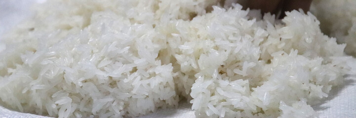 Asian steamed sticky rice background.