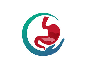 Fototapeta na wymiar Circle hand stomach care logo design inspiration
