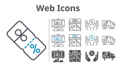 Fototapeta na wymiar web icons icon set included sale, shop, discount, delivery truck icons