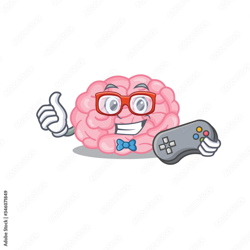 Canvas Prints Mascot design concept of human brain gamer using controller