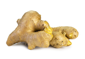 Fresh ginger on white background. (clipping path)
