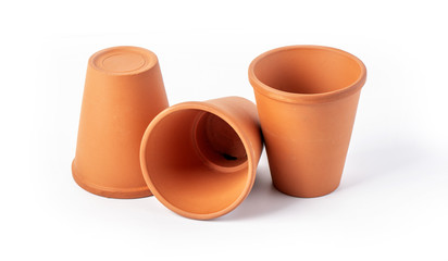 Empty ceramic brown flower pot