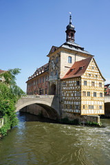 Fototapeta na wymiar City Hall building in Old town area of Bamberg City in Bavaria, Germany.