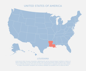 United states of America state Louisiana USA map