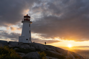 Fototapeta na wymiar Beautiful Peggy's cove at sunset in Nova Scotia Canada