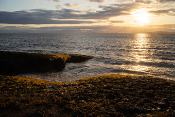 Beautiful Ocean at sunset at Peggy's Cove in Nova Scotia Canada