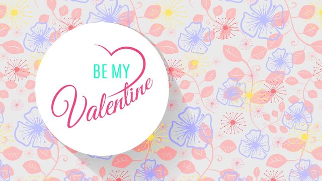 valentines day script concept art with silky flower drawings on background and words in heart handling cursive typography