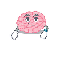 Mascot design of human brain showing waiting gesture