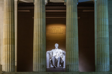 The Lincoln Memorial at night in Washington D.C.