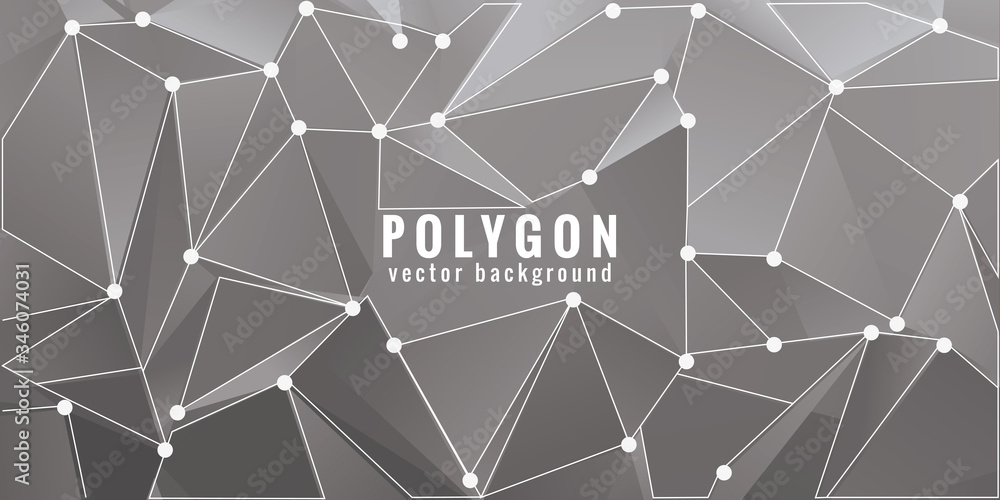 Poster abstract gray polygonal space background with connecting dots and lines. geometric polygonal backgro