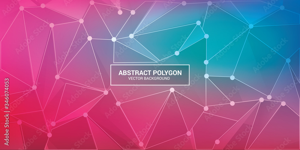 Poster abstract multi pink polygonal space background with connecting dots and lines. geometric polygonal b