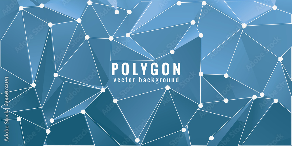 Poster abstract multi blue polygonal space background with connecting dots and lines. geometric polygonal b