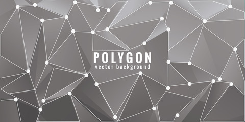 Abstract gray Polygonal Space Background with Connecting Dots and Lines. Geometric Polygonal background molecule and communication