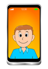 Young man using video chat on Smartphone - 3D illustration