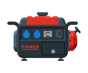 Small Portable Power Generator, Diesel Gasoline Electrical Engine Equipment Vector Illustration