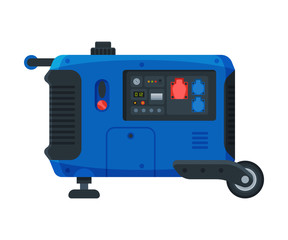 Diesel Portable Power Generator on Wheels, Electrical Engine Equipment Vector Illustration