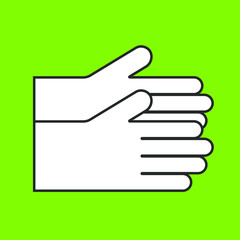 White gardening gloves on a green background, vector