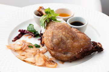 Crispy braised duck legs