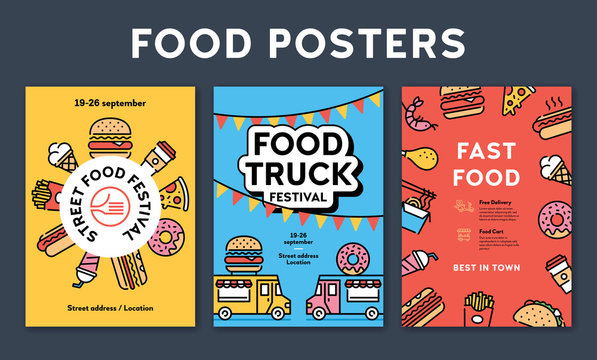 Street Fast Food Poster Set